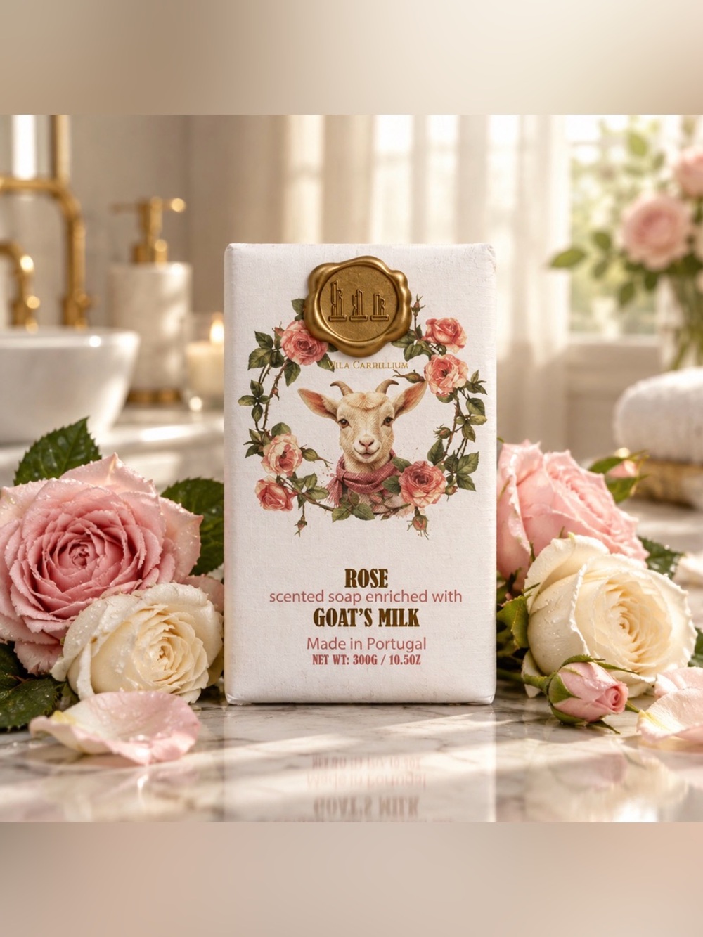 Vila Cardillium Rose Goat's Milk Soap Bar 300g /10.5oz Made in Portugal 🇵🇹